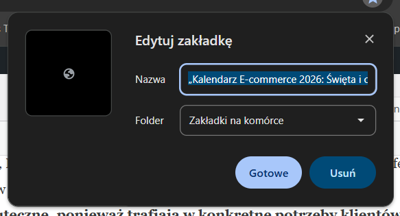 jak zapisać kalendarz ecommerce do zakładki